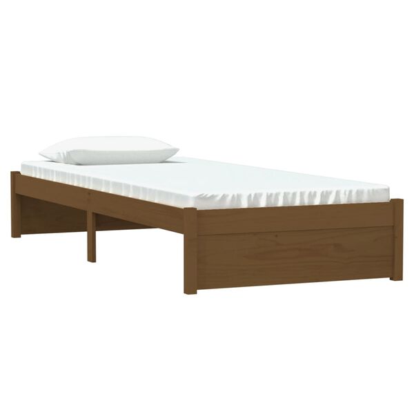 vidaXL Bed Frame without Mattress Honey Brown Solid Wood 75x190 cm Small Single