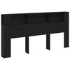 vidaXL Headboard Cabinet with Storage Black oak 200 x 18,5 x 104,5 cm