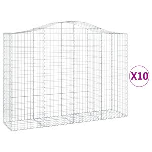 vidaXL Arched Gabion Baskets 10 pcs 200x50x140/160 cm Galvanised Iron
