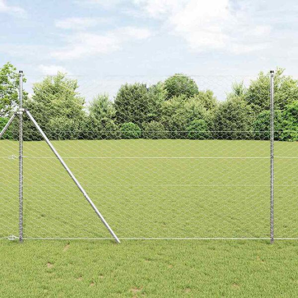 vidaXL Fence Post Silver 25 x 1.6 m (50 mm mesh) Steel