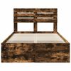 vidaXL Bed Frame Smoked Oak 135 x 190 cm Solid Pine Wood