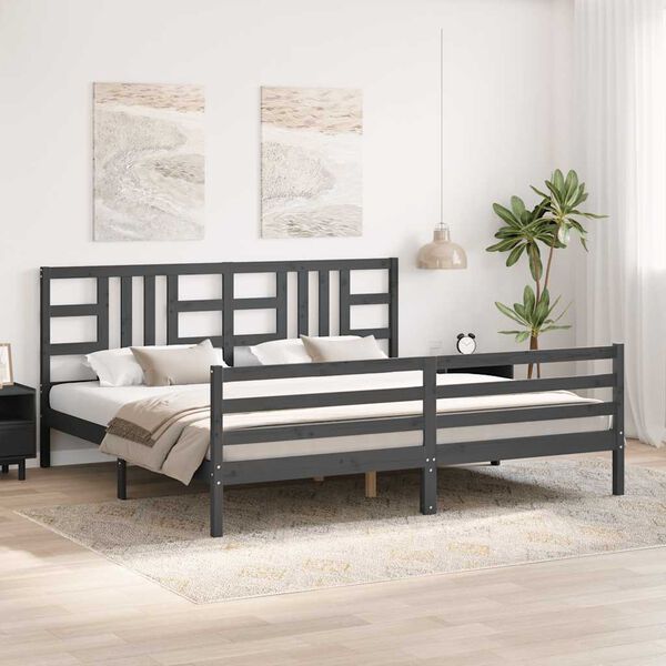 vidaXL Bed Frame without Mattress Grey 200x200 cm Solid Wood