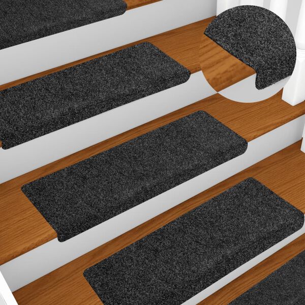 vidaXL Stair Mats Self-adhesive 5 pcs 65x21x4 cm Grey Rectangular Edge