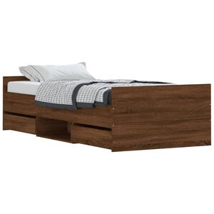 vidaXL Bed Frame without Mattress Brown Oak 100x200 cm