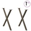 vidaXL Dining Table Legs X-Shaped 2 pcs Natural Steel 70x(72-73) cm Steel