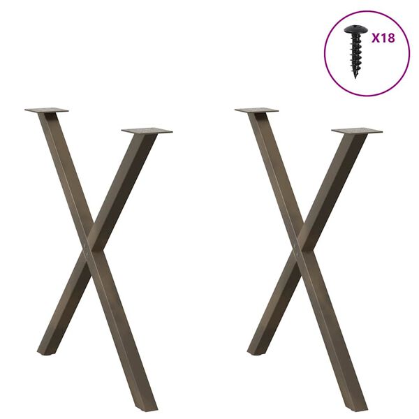 vidaXL Dining Table Legs X-Shaped 2 pcs Natural Steel 70x(72-73) cm Steel