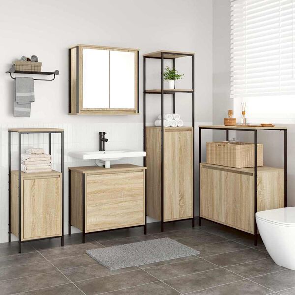 vidaXL Bathroom Furniture Set with Shelf 5 pcs Beige 76.5 x 35 x 95 cm