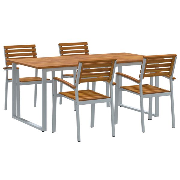 vidaXL Garden Dining Set 5 pcs Grey and brown Solid acacia wood