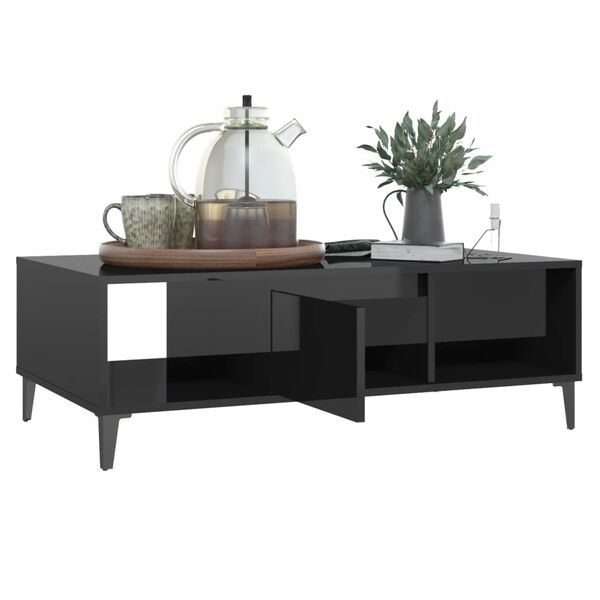 vidaXL Coffee Table High Gloss Black 103.5x60x35 cm Engineered Wood