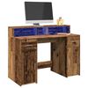vidaXL Desk with LED Lights Old Wood 120x55x91 cm Engineered Wood