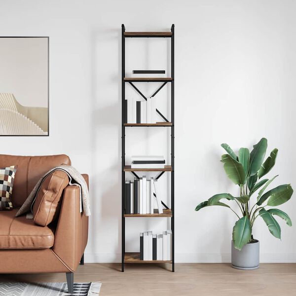 vidaXL Bookshelf Smoked Oak 40 x 30 x 189.5 cm Engineered Wood