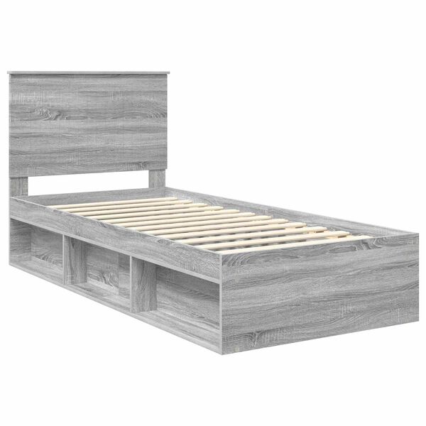 vidaXL Bed Frame Grey Sonoma 90 x 190 cm Solid Pine Wood