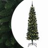 vidaXL Artificial Slim Christmas Tree with Bauble 210 cm 300 LEDs