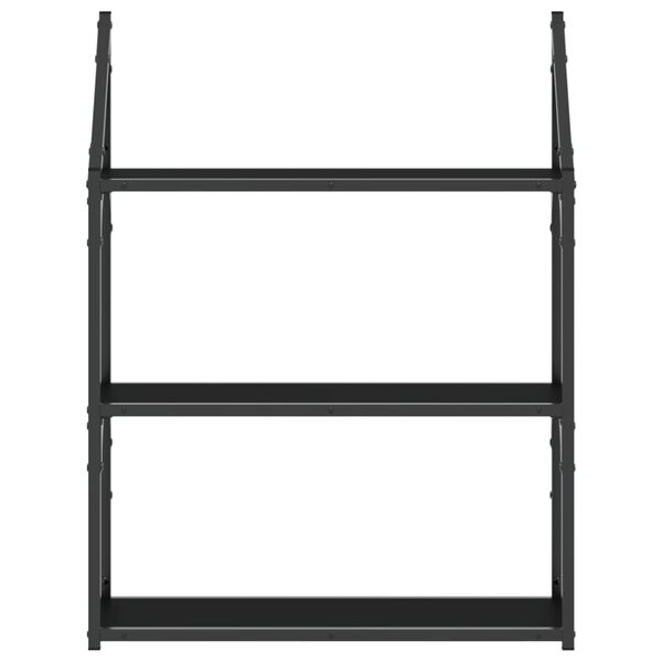 vidaXL 3-Tier Wall Shelf Black 60x21x78.5 cm Engineered Wood