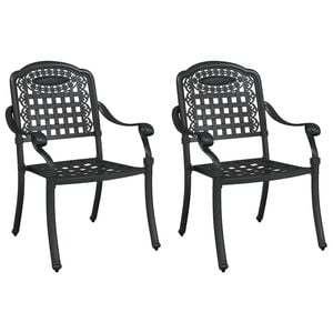 vidaXL Garden Chair 2 pcs Black Aluminium