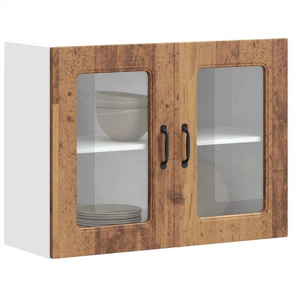 vidaXL Kitchen Wall Cabinet with Glass Door Kalmar Old Wood Engineered Wood