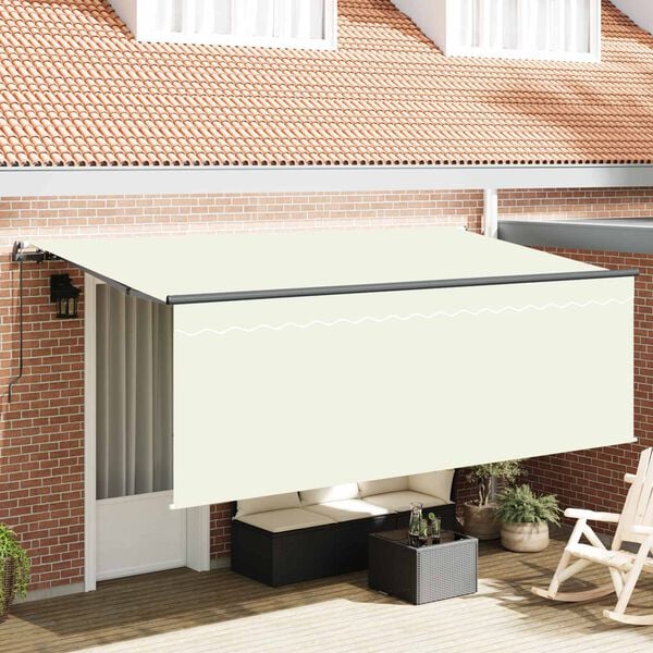 vidaXL Retractable Awning Cream 400 x 200 cm Polyester and Aluminium