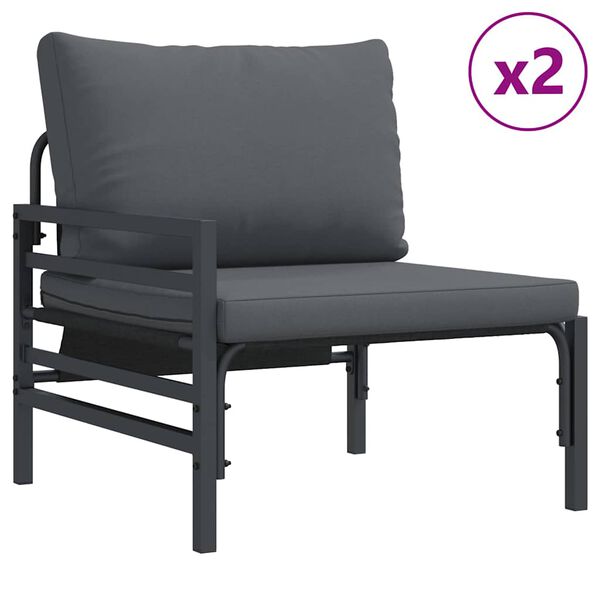 vidaXL Garden Sofa Set with Cushion 13 pcs Black Steel