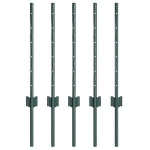 vidaXL Embedded Fence Post 5 pcs Green 100 cm Powder-Coated Steel