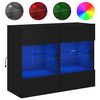 vidaXL TV Wall Cabinet with LED Lights Black 78.5x30x60.5 cm