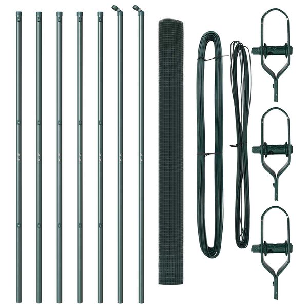 vidaXL Fence Post Green 10 x 1.6 m (25 x 25 mm mesh) Steel and PVC