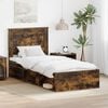 vidaXL Bed Frame with Headboard Smoked Oak 75 x 190 cm Solid Pine Wood