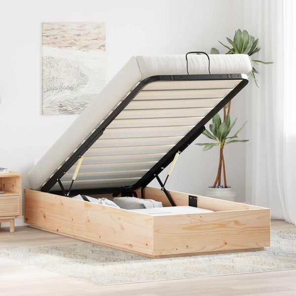vidaXL Ottoman Bed Frame Natural 80 x 200 cm Solid Pine Wood