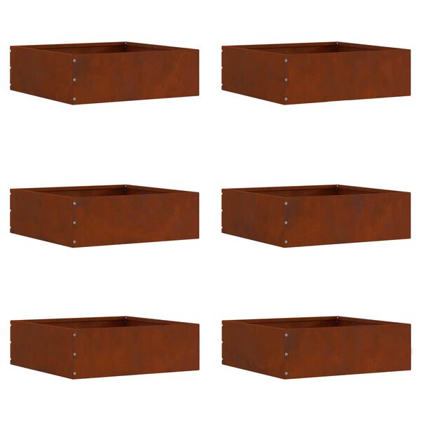 vidaXL Lawn Edging 6 pcs Rusty 40 x 40 x 13 cm Weathering Steel