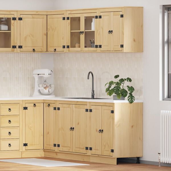 vidaXL Cabinet with Shelf SKI 4 pcs Honey Brown Solid Pine Wood