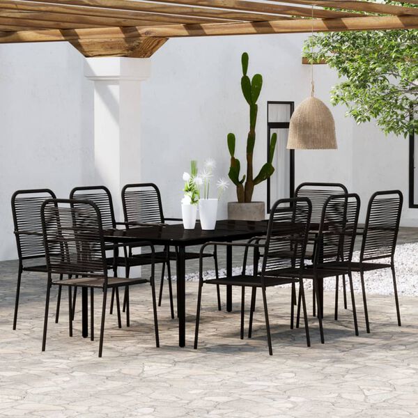 vidaXL 9 Piece Garden Dining Set Black