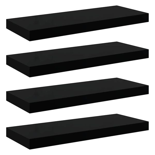 vidaXL Floating Wall Shelves 4 pcs High Gloss Black 60x23.5x3.8 cm MDF
