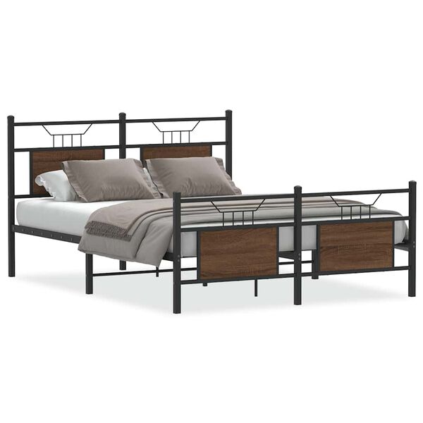 vidaXL Bed Frame without Mattress Brown Oak 137x190 cm Engineered Wood
