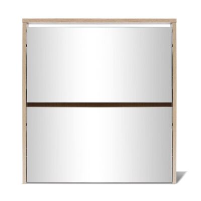 vidaXL Shoe Cabinet 2-Layer Mirror Oak 63x17x67 cm
