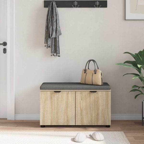 vidaXL Hall Bench with Cushion with Storage Sonoma Oak 80 x 46 x 46 cm