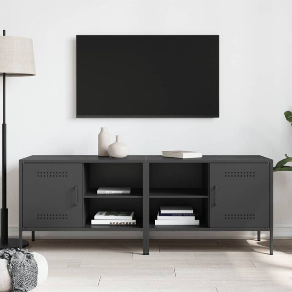 vidaXL TV Cabinets 2 pcs Black 68x39x50.5 cm Steel