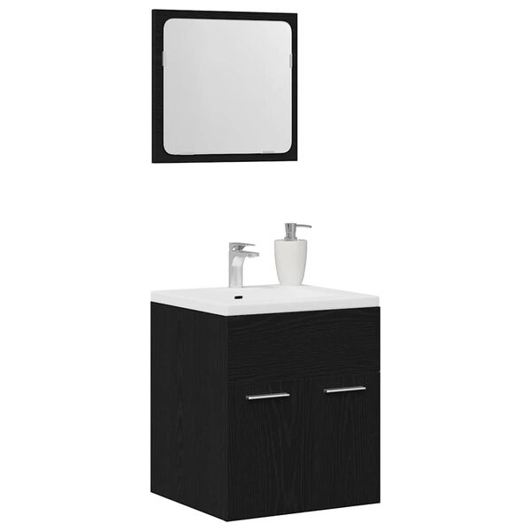 vidaXL 2 Piece Bathroom Furniture Set Black Oak Engineered Wood