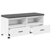 vidaXL Hall Bench with Cushion with Drawer White 100 x 38 x 46 cm