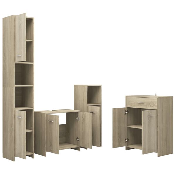vidaXL 4 Piece Bathroom Furniture Set Sonoma Oak