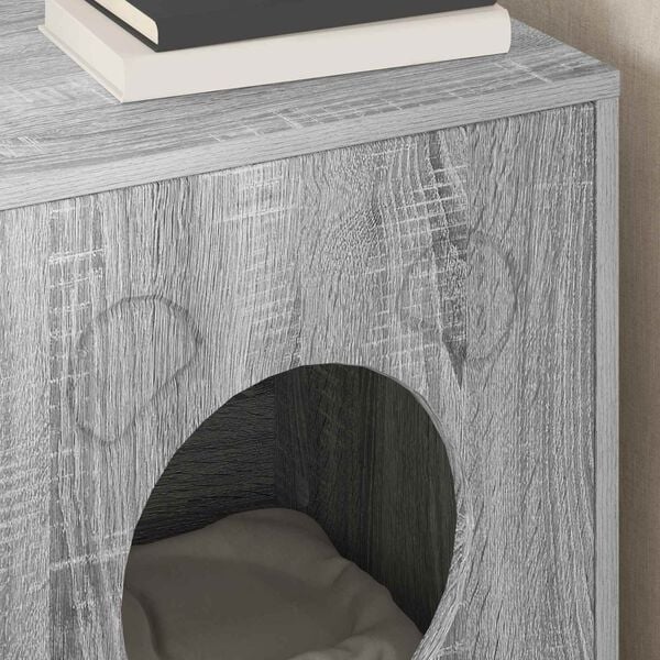 vidaXL Cat House Grey Sonoma 42.5 x 40 x 52.5 cm Engineered Wood