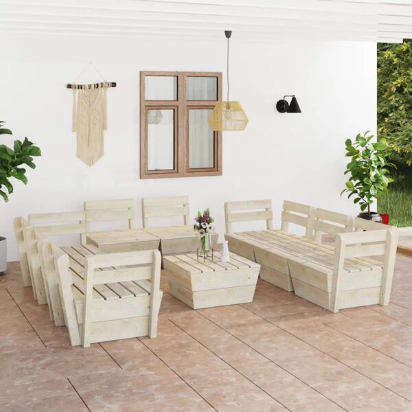 vidaXL 9 Piece Garden Pallet Lounge Set Impregnated Spruce Wood