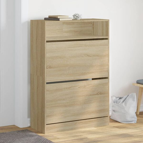 vidaXL Shoe Cabinet with 2 Flip-Drawers Sonoma Oak 80x34x116 cm