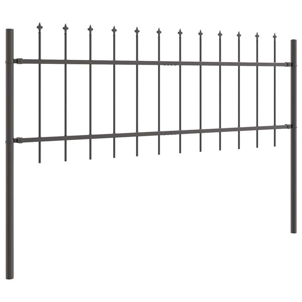 vidaXL Garden Fence 9 pcs Grey 15.3 x 0.6 m Powder-coated Steel