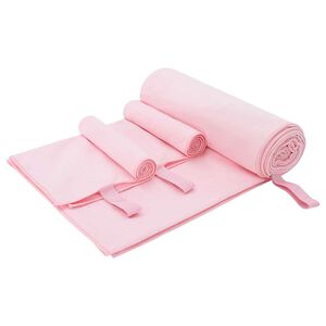 vidaXL Sports Towel Set 3 pcs Pink Polyester and Polyamide