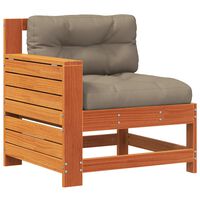 vidaXL Garden Armrest Sofa with Cushion Wax Brown Solid Wood Pine