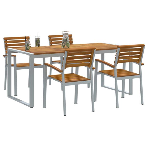 vidaXL Garden Dining Set 5 pcs Grey Solid Acacia Wood