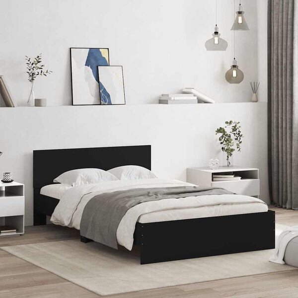 vidaXL Bed Frame with Headboard and LED Black 120x200 cm