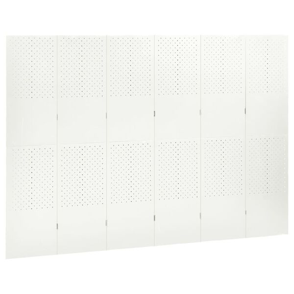 vidaXL 6-Panel Room Dividers 2 pcs White 240x180 cm Steel