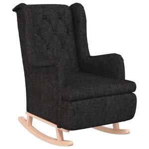 vidaXL Armchair with Solid Rubber Wood Rocking Legs Black Fabric