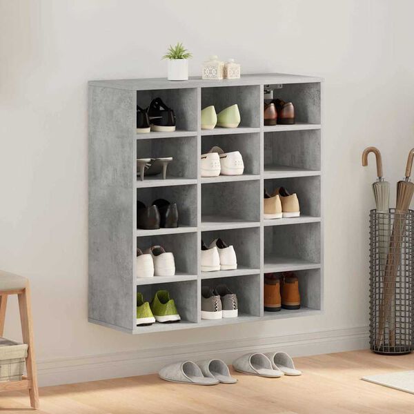 vidaXL Shoe Cabinet Concrete grey 77.5 x 30 x 83.5 cm Engineered Wood