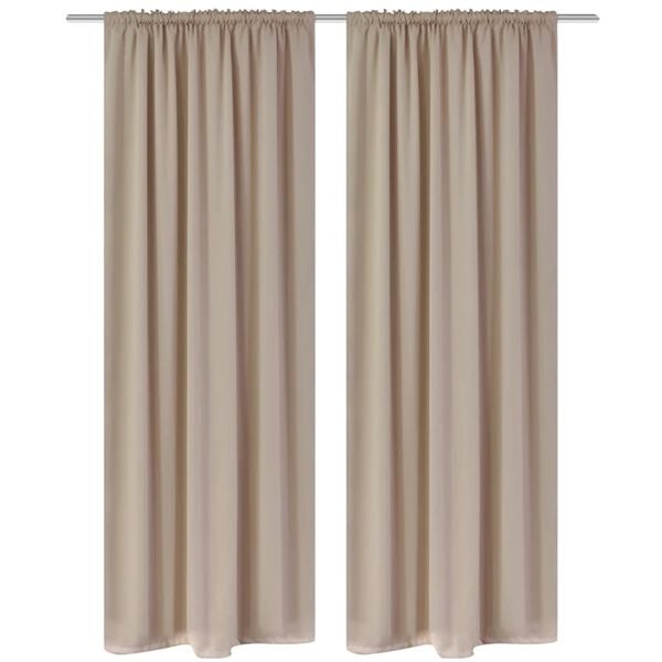 2 pcs Cream Slot-Headed Blackout Curtains 135 x 245 cm